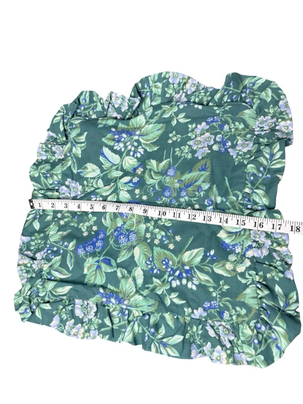 VTG Laura Ashley Pillow Covers 2 Bramble Berry Ruffled Throw Green Cottagecore